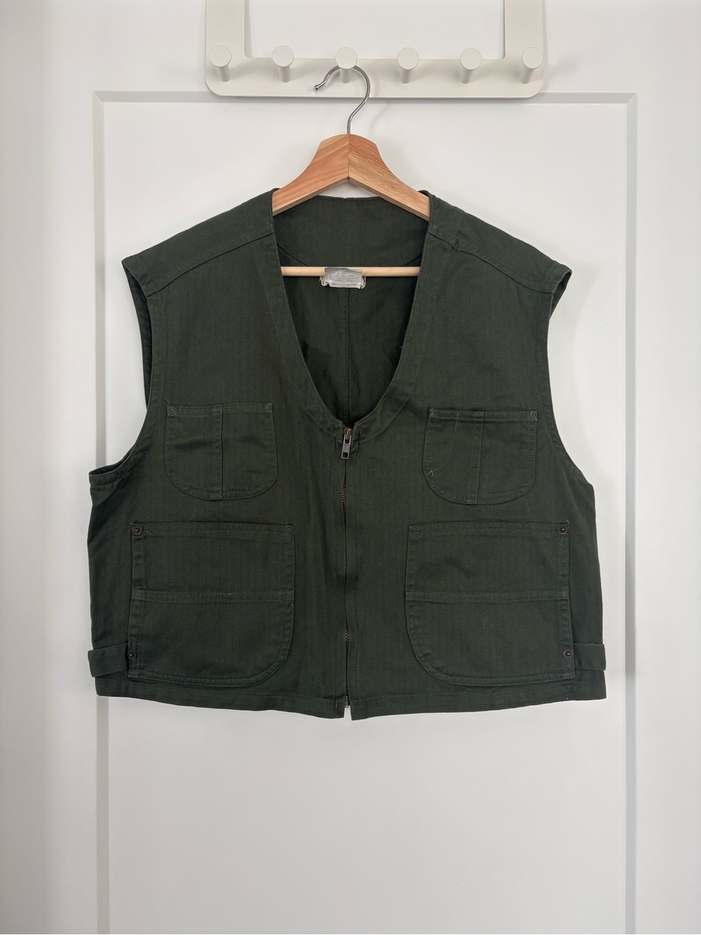 AU COTON Women's Utility Vest in Olive Green with Front Pockets